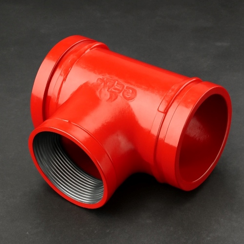 Переходной тройник под резьбу грувлок ковкий чугун ДУ 150x80 (ДН 168x89) 6x3