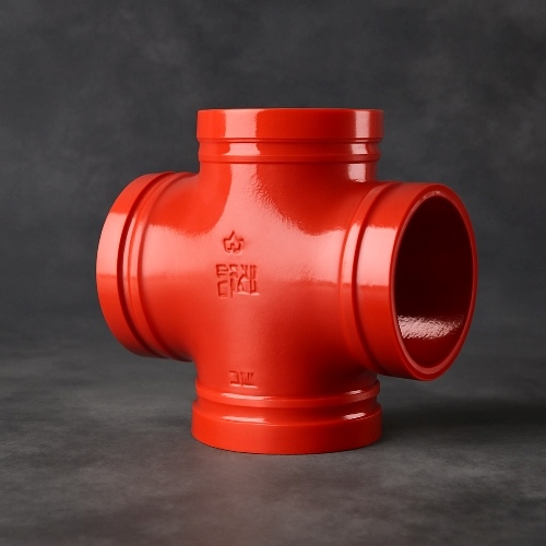 Крестовина переходная под резьбу грувлок ковкий чугун ДУ 100x50 (ДН 108x60) 4x2